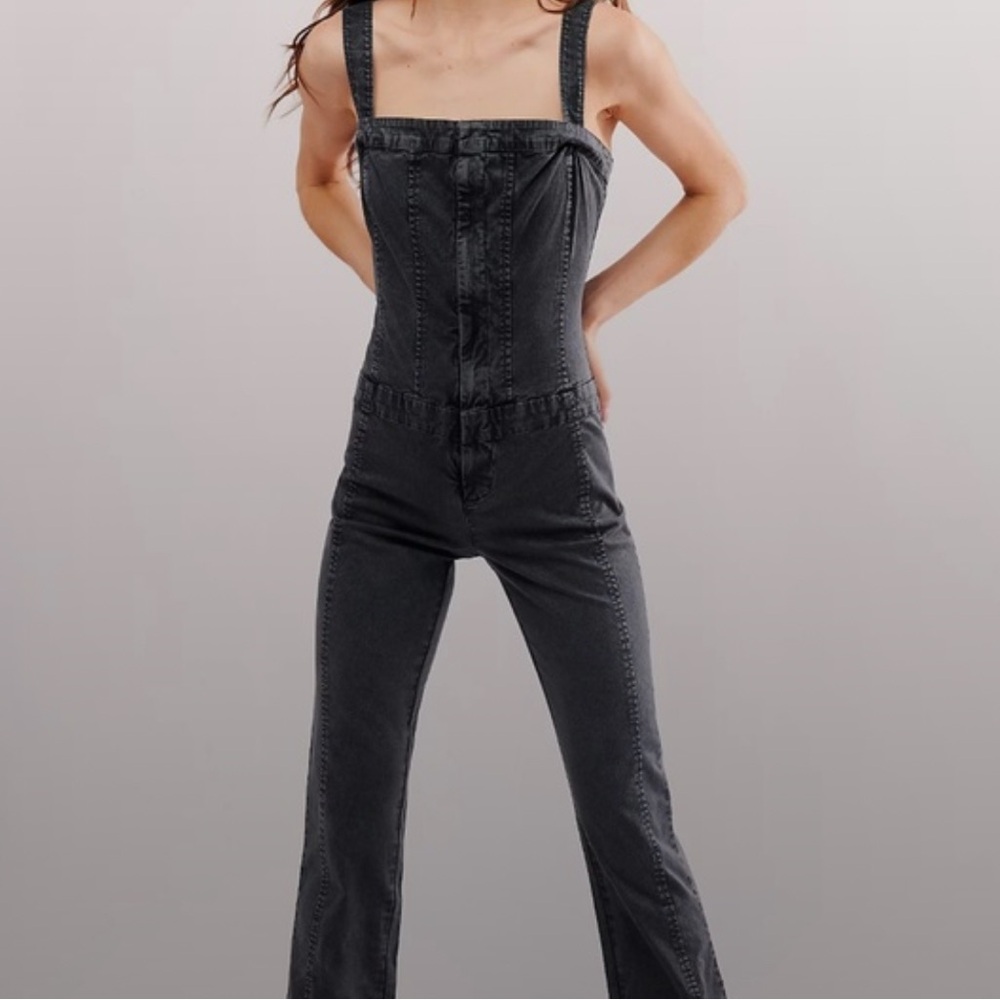 Free People Black Straight Leg Jumpsuit